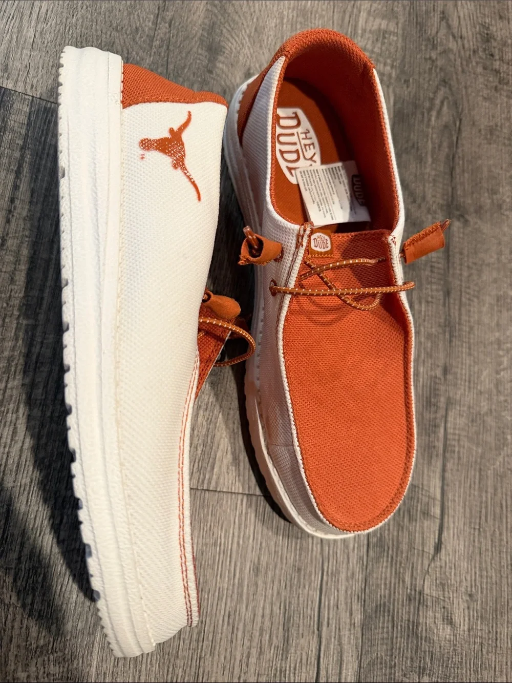 Hey Dude Women’s Orange and White Canvas Slip-On Loafers